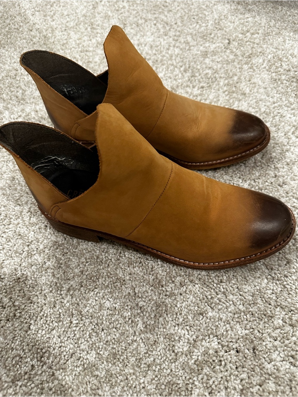 Crevo Women's Two-Tone Cognac Brown Ankle Booties